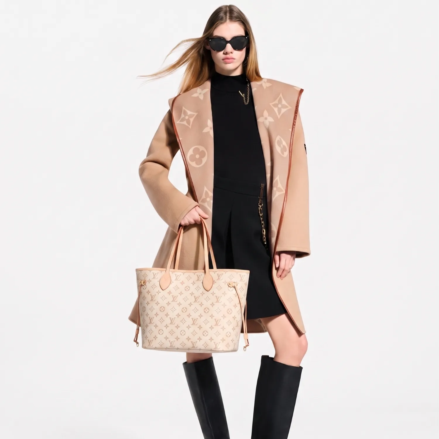 Louis Vuitton Neverfull Inside Out MM Tote Bag / Dune/ Hazelnut Gold Hardware - Image 2
