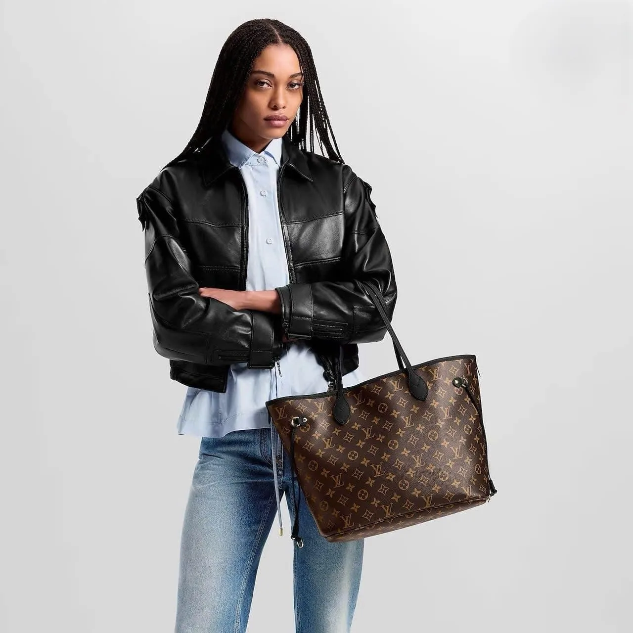 Alternative view of Louis Vuitton Neverfull Inside Out MM Tote Bag / Black Gold Hardware