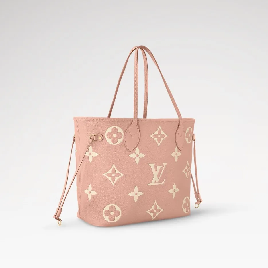 Louis Vuitton Neverfull MM Tote Bag / Pink Monogram Empreinte Gold Hardware - Image 6