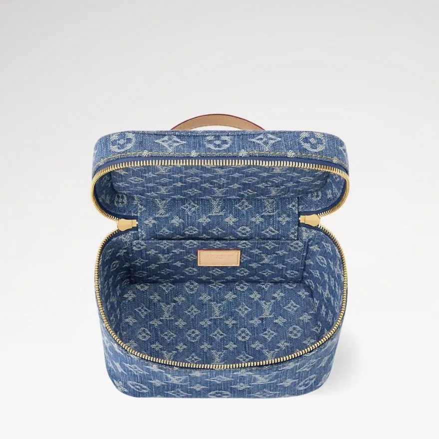 Louis Vuitton Nice Mini Top Handle Bag / Blue Denim Gold Hardware - Image 5