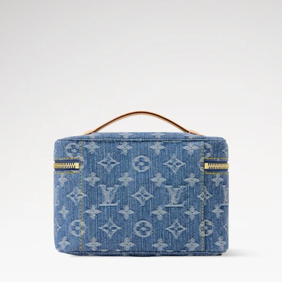 Louis Vuitton Nice Mini Top Handle Bag / Blue Denim Gold Hardware - Image 6
