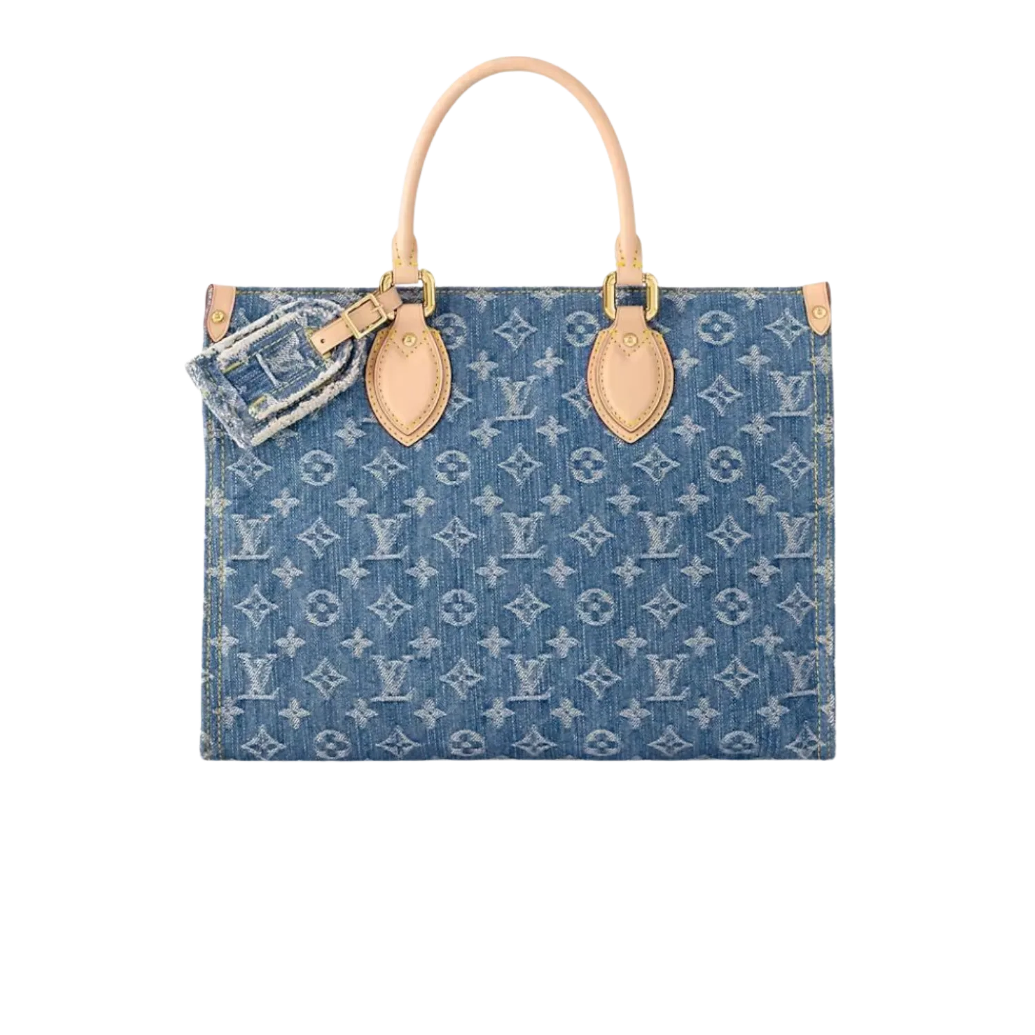 Louis Vuitton OnTheGo MM Tote Bag / Denim Blue Gold Hardwar