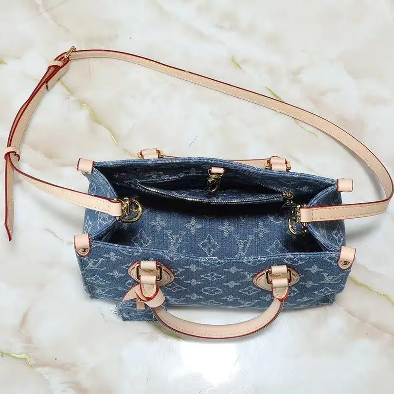 Louis Vuitton OnTheGo PM Tote Bag / Denim Blue Gold Hardware - Image 5