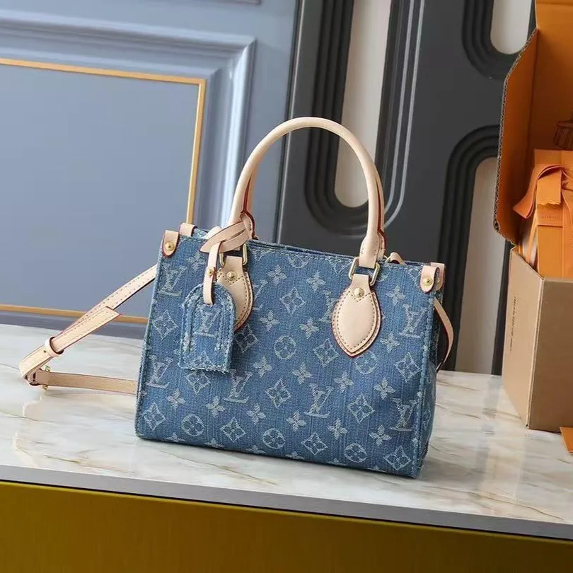 Alternative view of Louis Vuitton OnTheGo PM Tote Bag / Denim Blue Gold Hardware