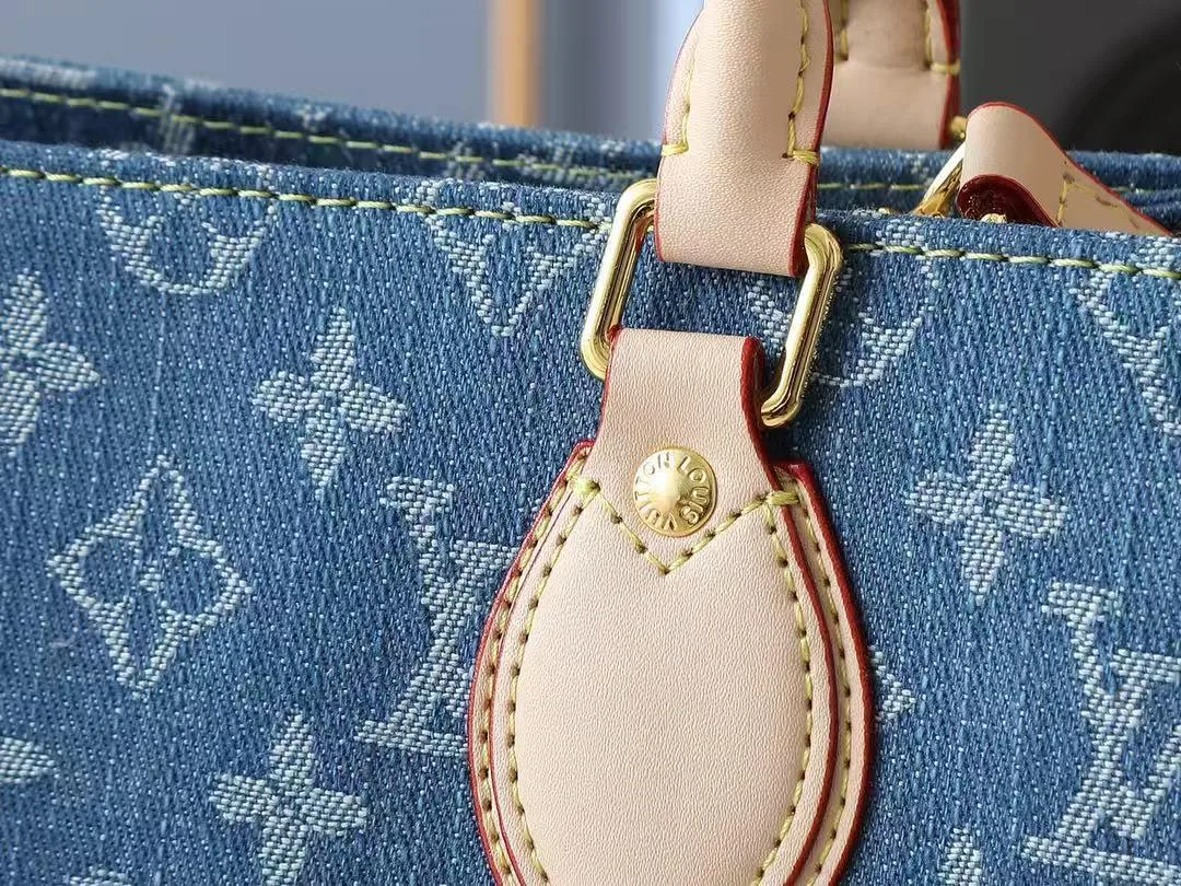 Louis Vuitton OnTheGo PM Tote Bag / Denim Blue Gold Hardware - Image 7