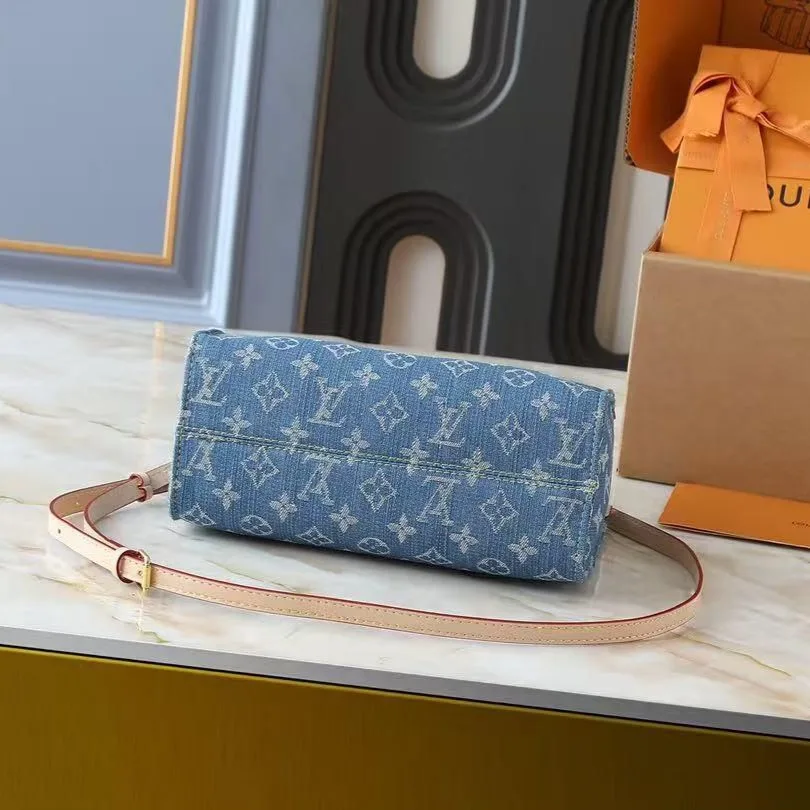Louis Vuitton OnTheGo PM Tote Bag / Denim Blue Gold Hardware - Image 6