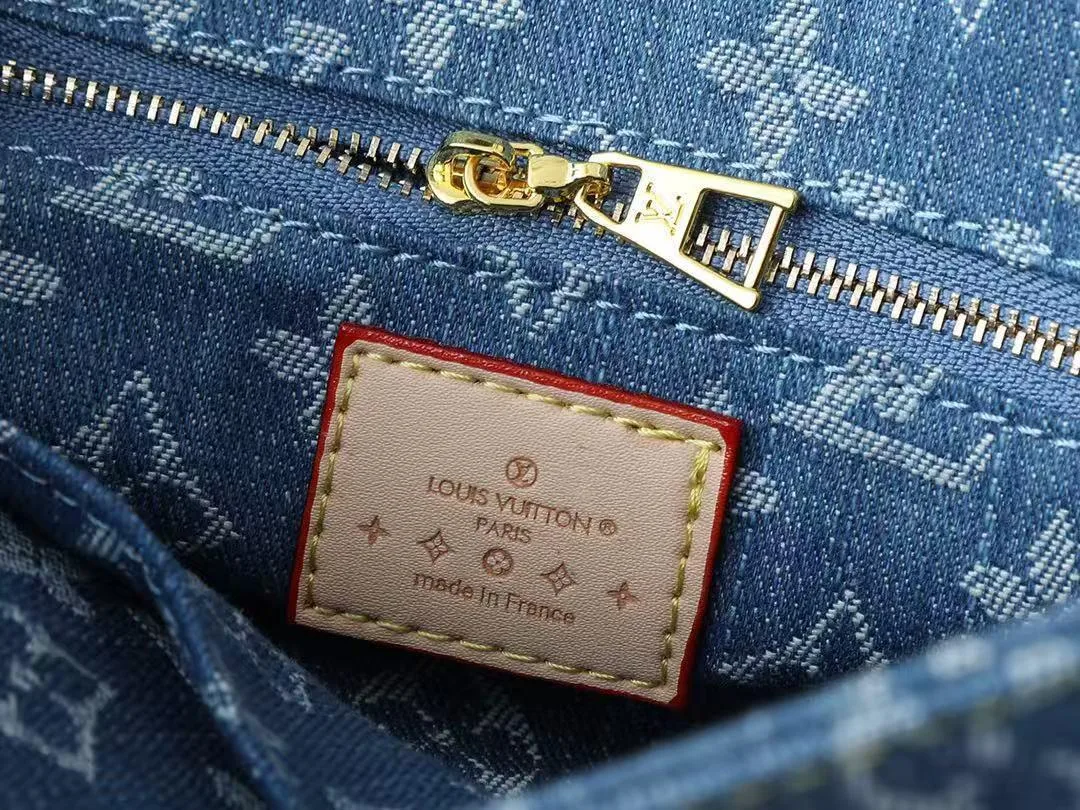 Louis Vuitton OnTheGo PM Tote Bag / Denim Blue Gold Hardware - Image 9