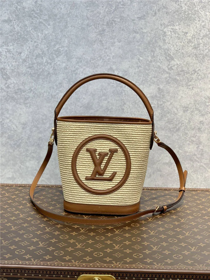 Louis Vuitton Petit Bucket Raffia Beige / LV - Image 3