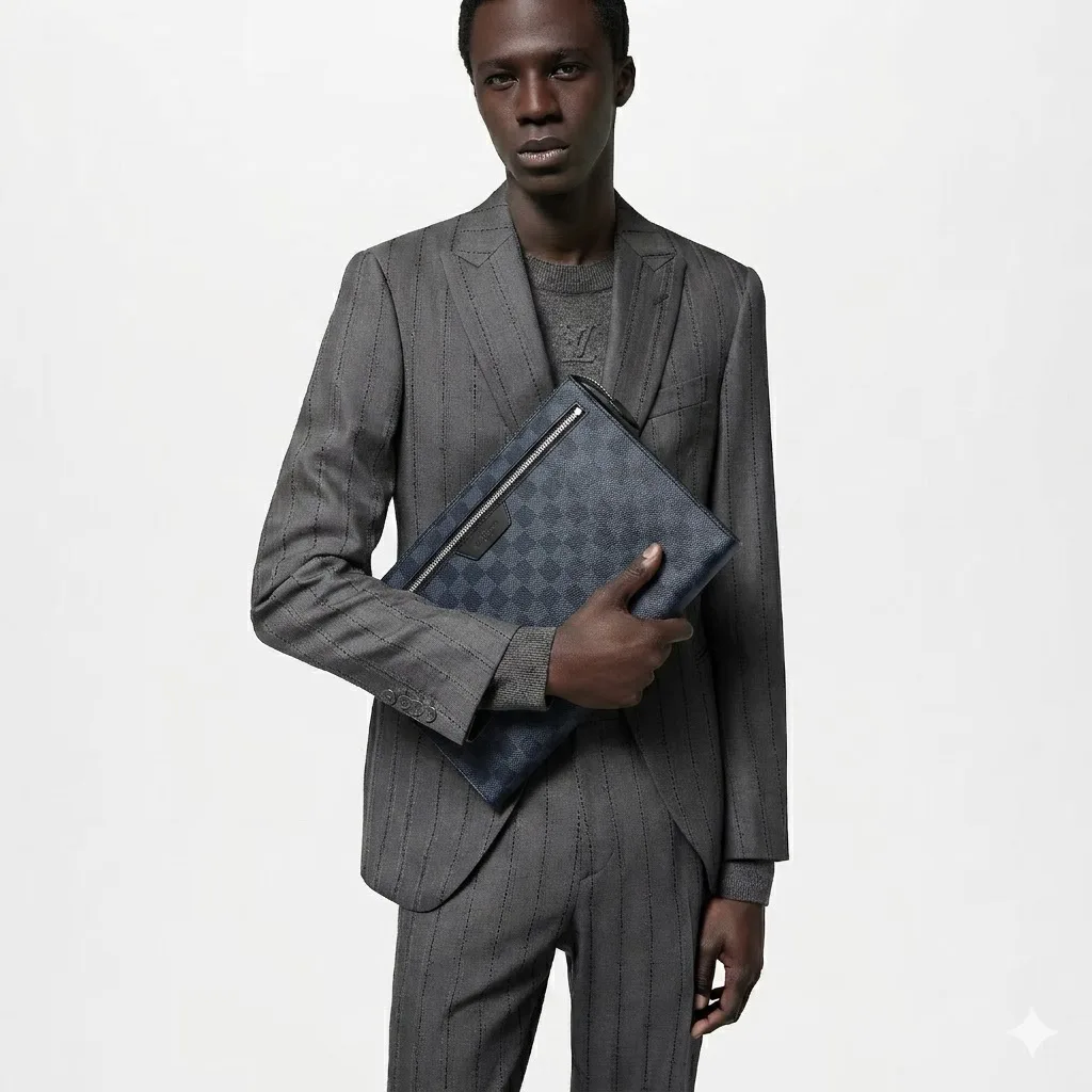 Alternative view of Louis Vuitton Pochette 24H Clutch & Pouch / Black Damier Graphite Canvas Palladium Hardware