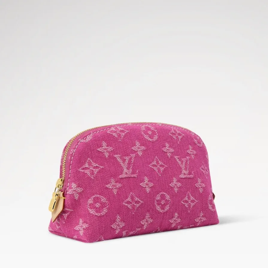 Alternative view of Louis Vuitton Pochette Cosmetique PM Pouch / Fuschia Denim Gold Hardware