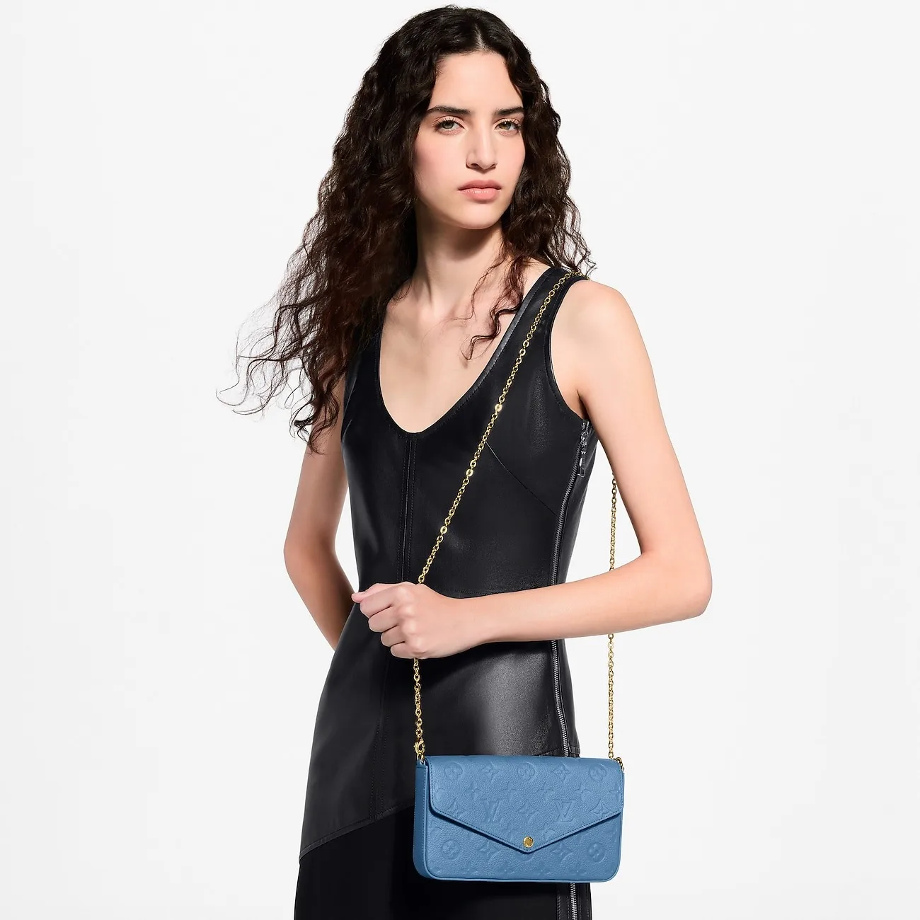 Alternative view of Louis Vuitton Pochette Felicie Shoulder Bag / Denim Blue Gold Hardware