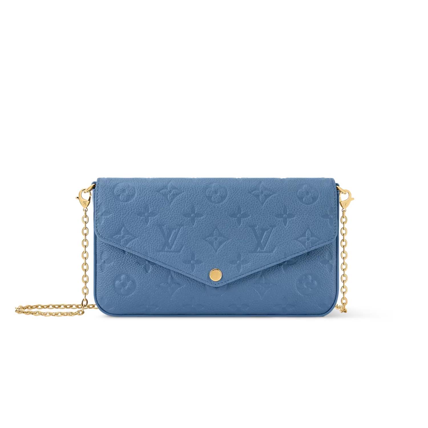 Louis Vuitton Pochette Felicie Shoulder Bag / Denim Blue Gold Hardware