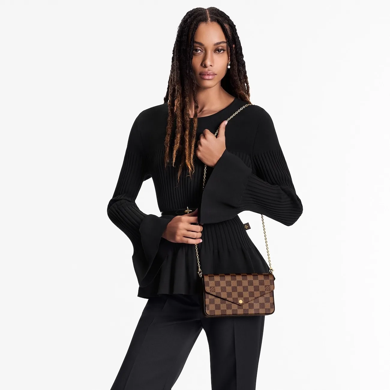 Louis Vuitton Pochette Felicie Shoulder Bag / Brown Gold Hardware - Image 3
