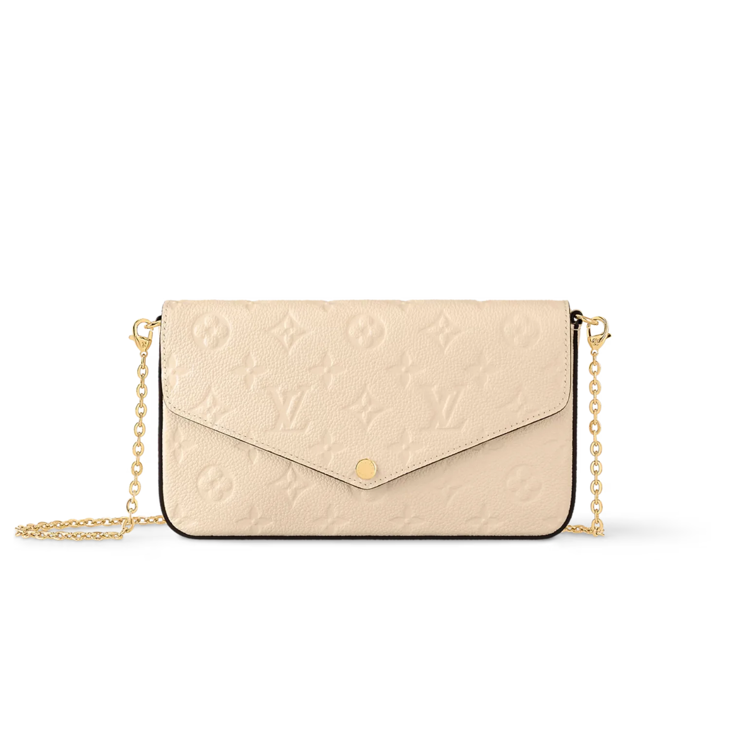 Louis Vuitton Pochette Felicie Shoulder Bag / Cream Monogram Empreinte Gold Hard