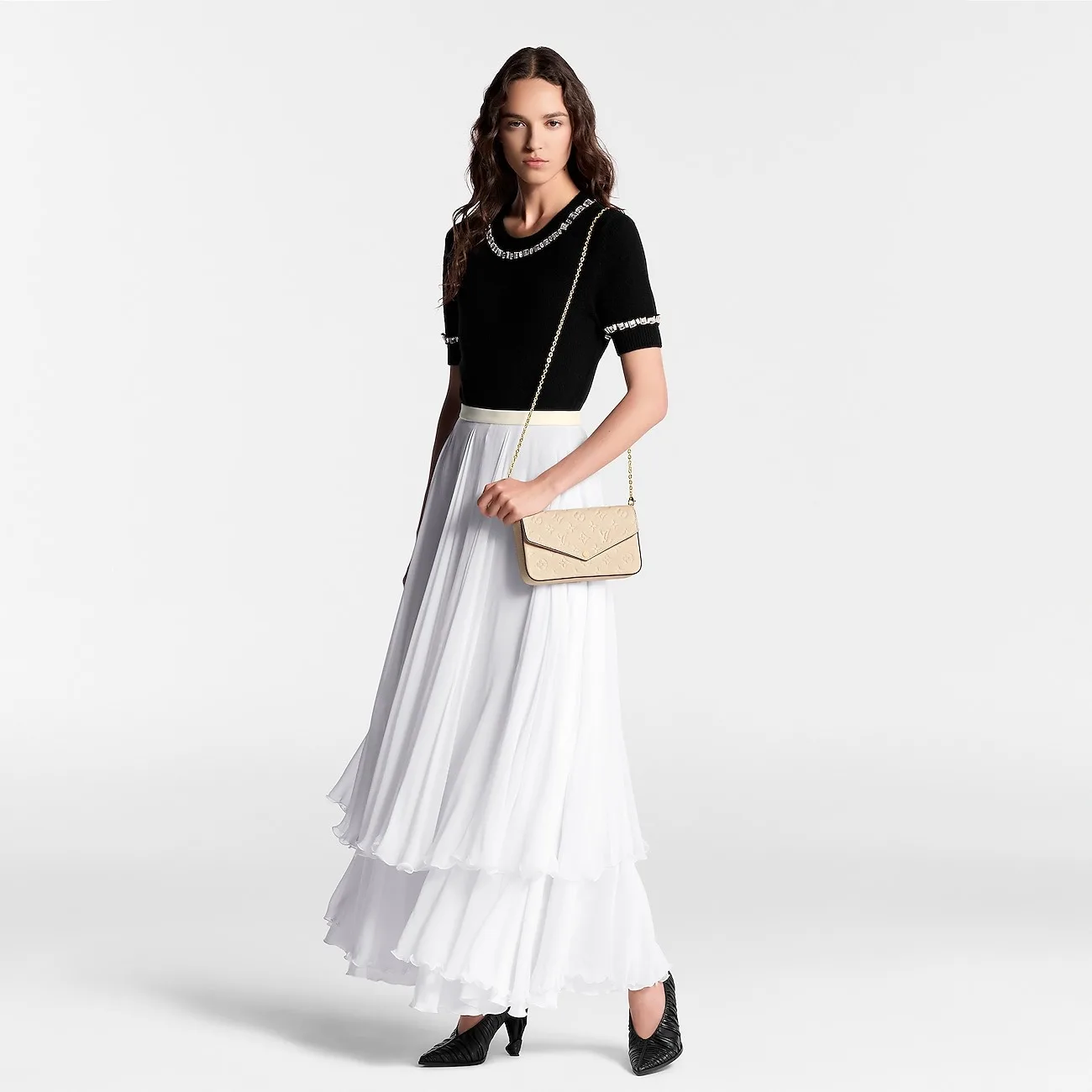 Alternative view of Louis Vuitton Pochette Felicie Shoulder Bag / Cream Monogram Empreinte Gold Hardware