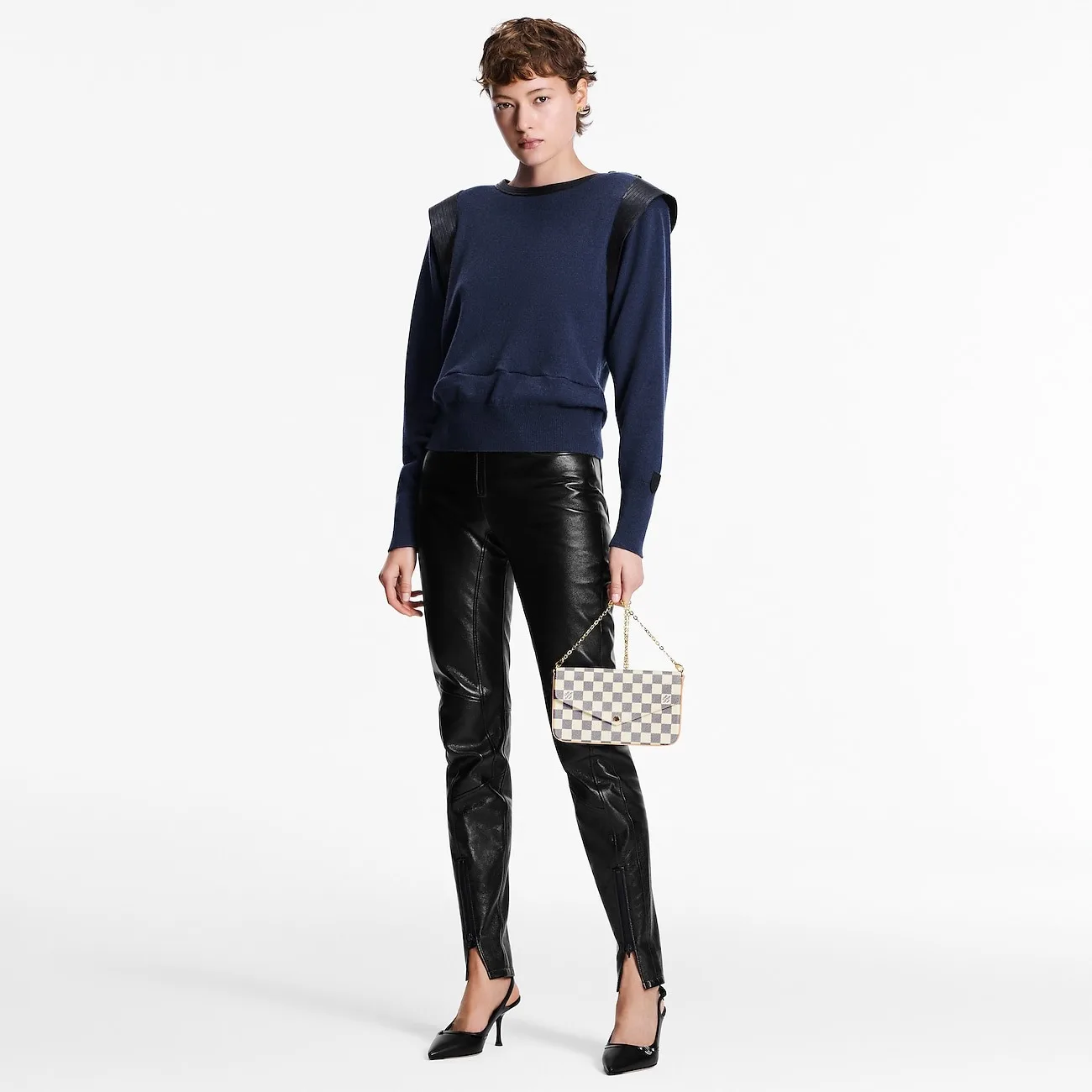 Louis Vuitton Pochette Felicie Shoulder Bag / Multicolor Damier Azur Canvas Gold Hardware - Image 3