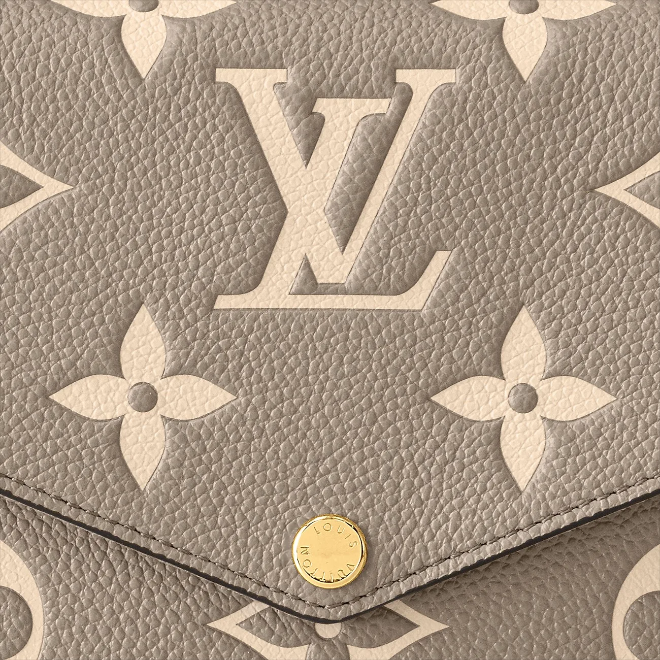 Louis Vuitton Pochette Felicie Shoulder Bag / Tourterelle Gray/ Cream Gold Hardware - Image 8