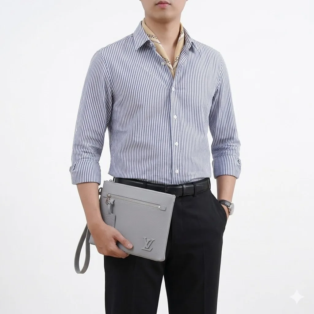 Alternative view of Louis Vuitton Pochette Ipad Clutch & Pouch / Blue Aerogram Silver Hardware