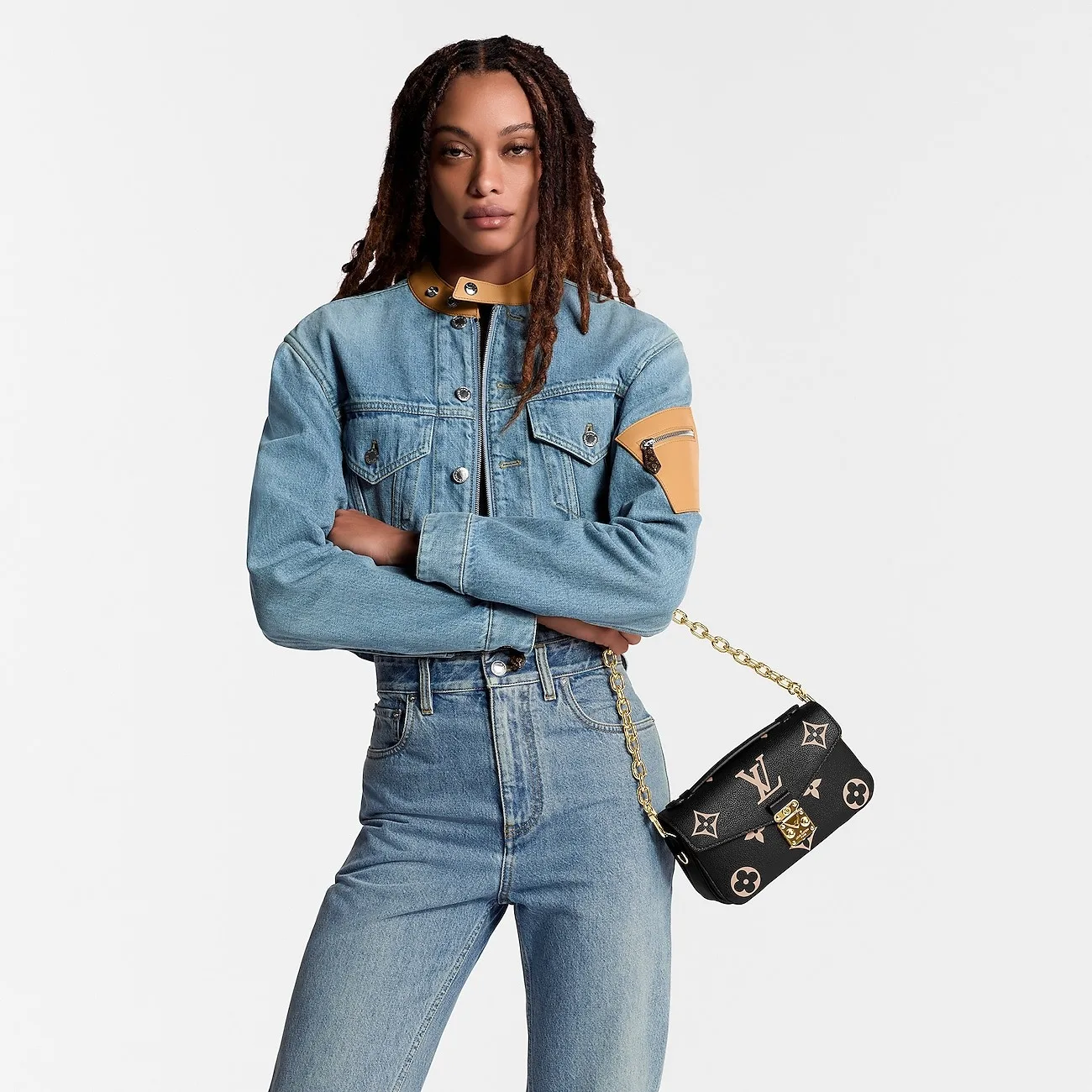 Alternative view of Louis Vuitton Pochette Metis East West Shoulder Bag / Black / Beige Gold Hardware