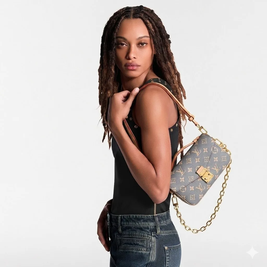 Alternative view of Louis Vuitton Pochette Metis East West Shoulder Bag / Trianon Grey Gold Hardware