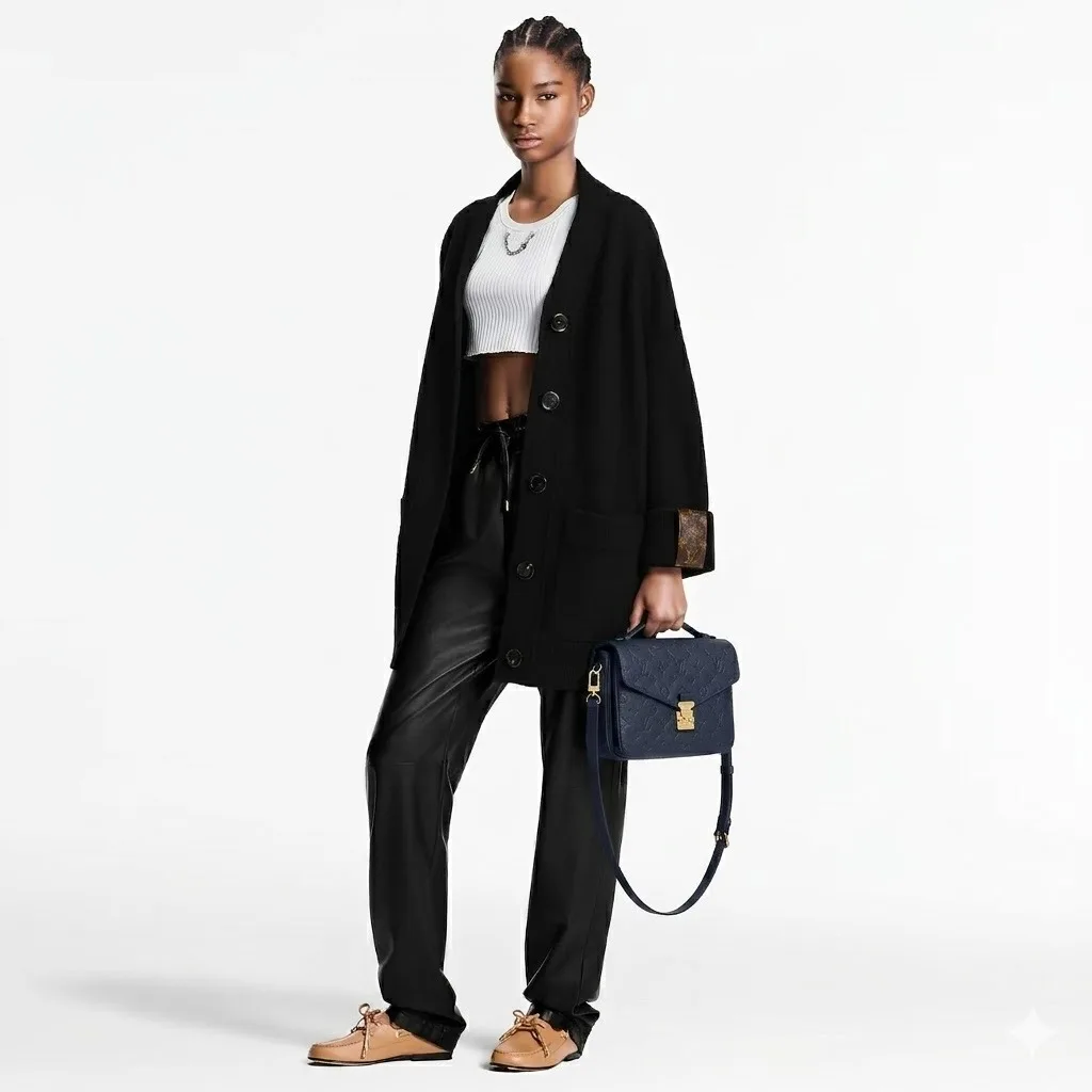 Alternative view of Louis Vuitton Pochette Metis Shoulder Bag / Navy Blue Monogram Empreinte Gold Hardware