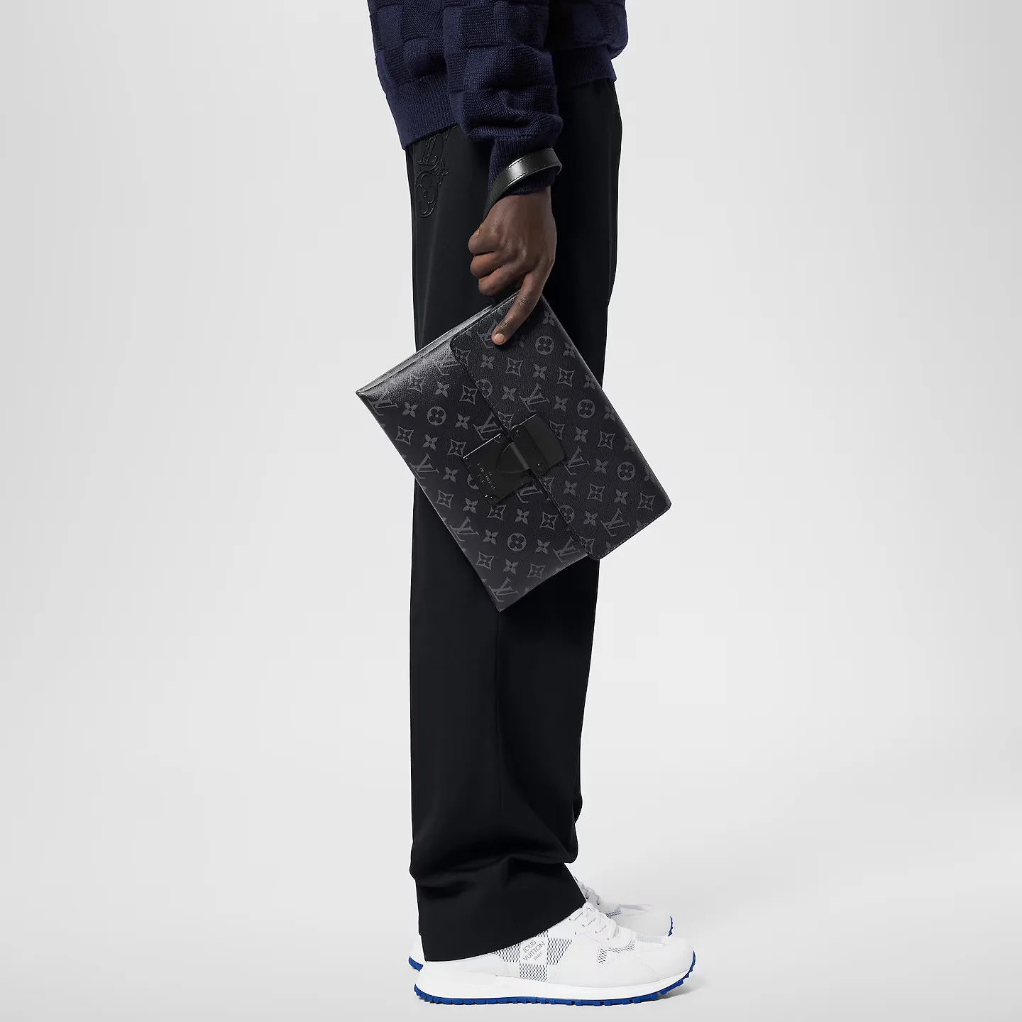 Louis Vuitton Pochette S-Lock Pouch / Black Monogram Eclipse Canvas Black Hardware - Image 3