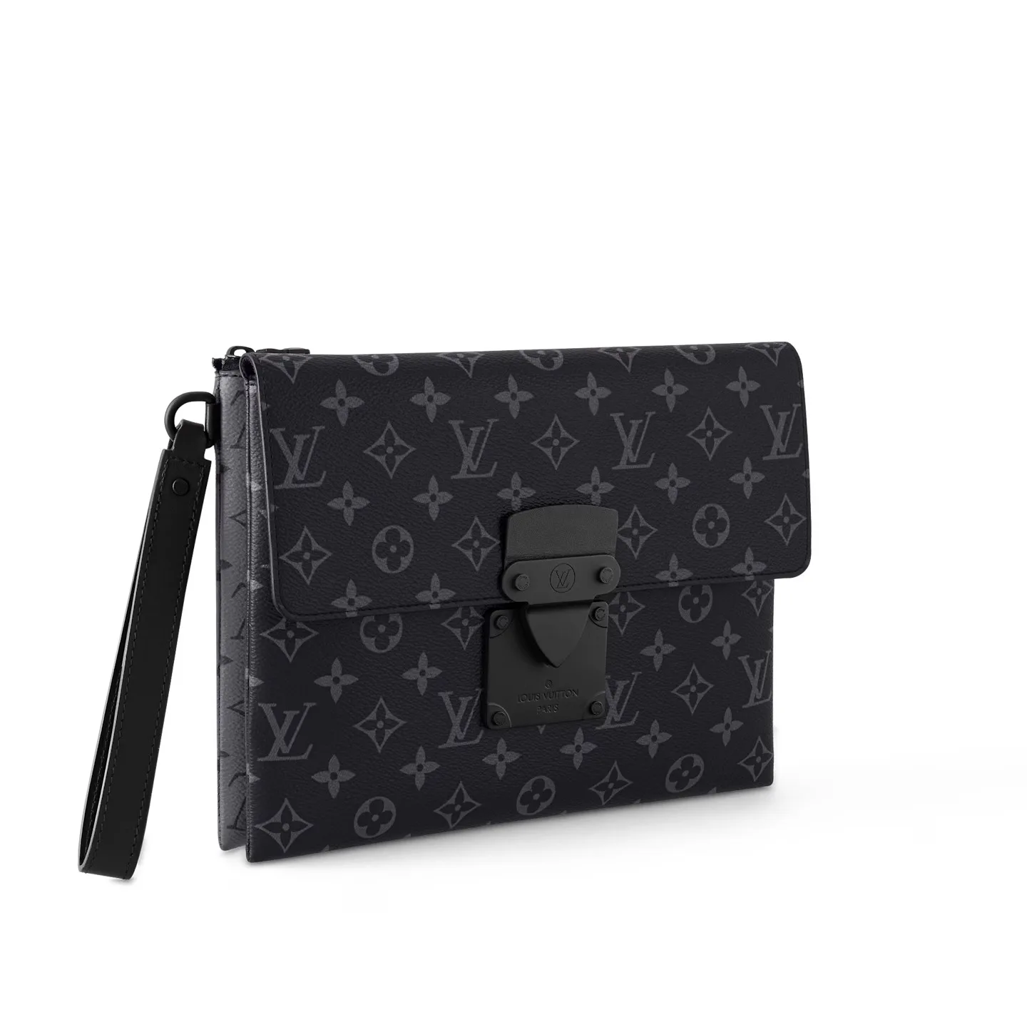 Louis Vuitton Pochette S-Lock Pouch / Black Monogram Eclipse Canvas Black Hardware - Image 4