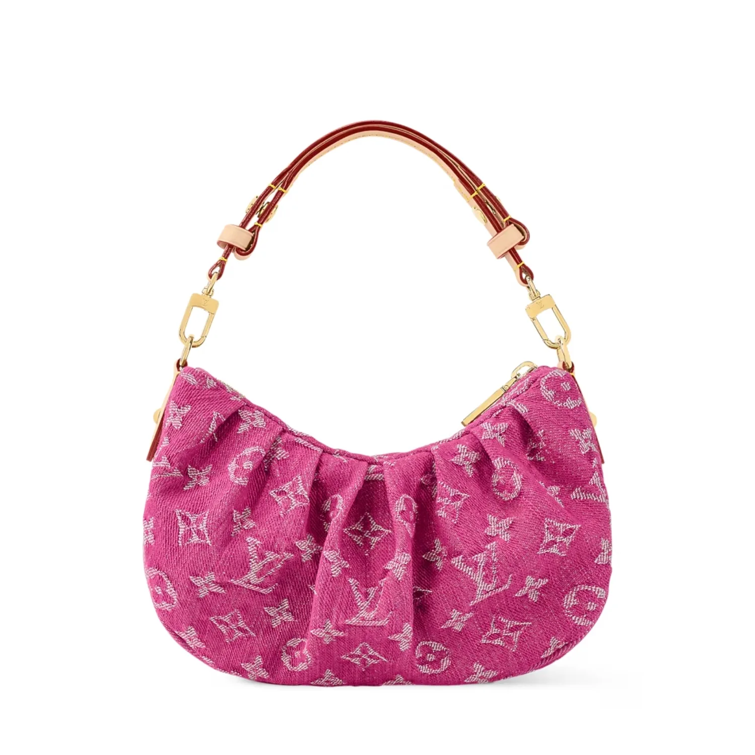 Louis Vuitton Pochette Valley Shoulder Bag / Fuchsia Denim Gold Hardware - Image 5