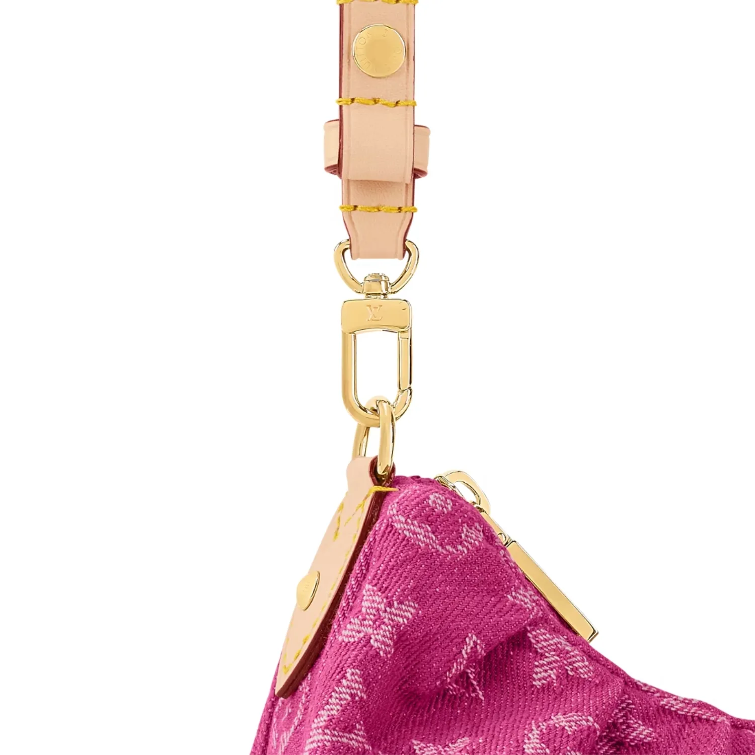 Louis Vuitton Pochette Valley Shoulder Bag / Fuchsia Denim Gold Hardware - Image 4
