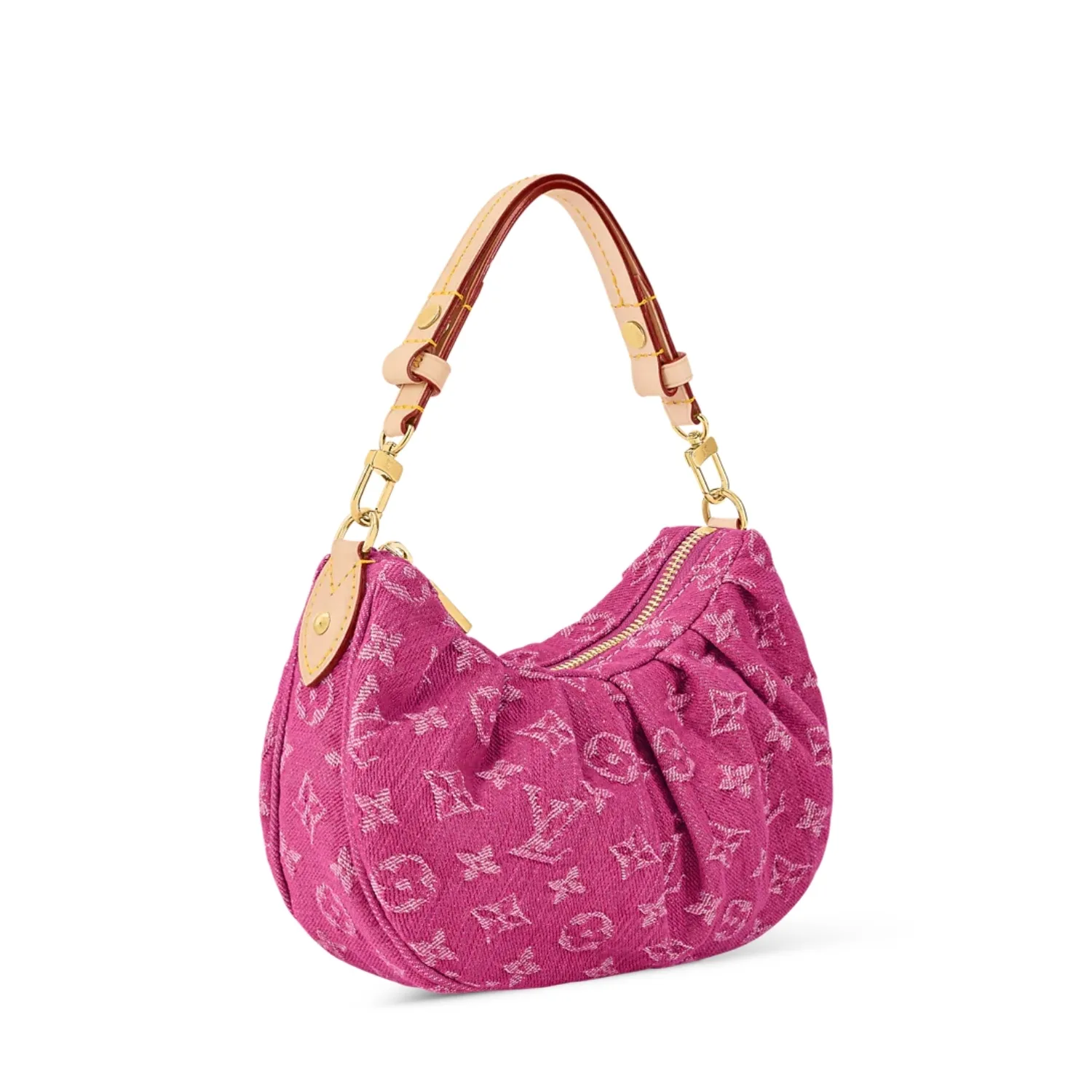 Louis Vuitton Pochette Valley Shoulder Bag / Fuchsia Denim Gold Hardware - Image 3