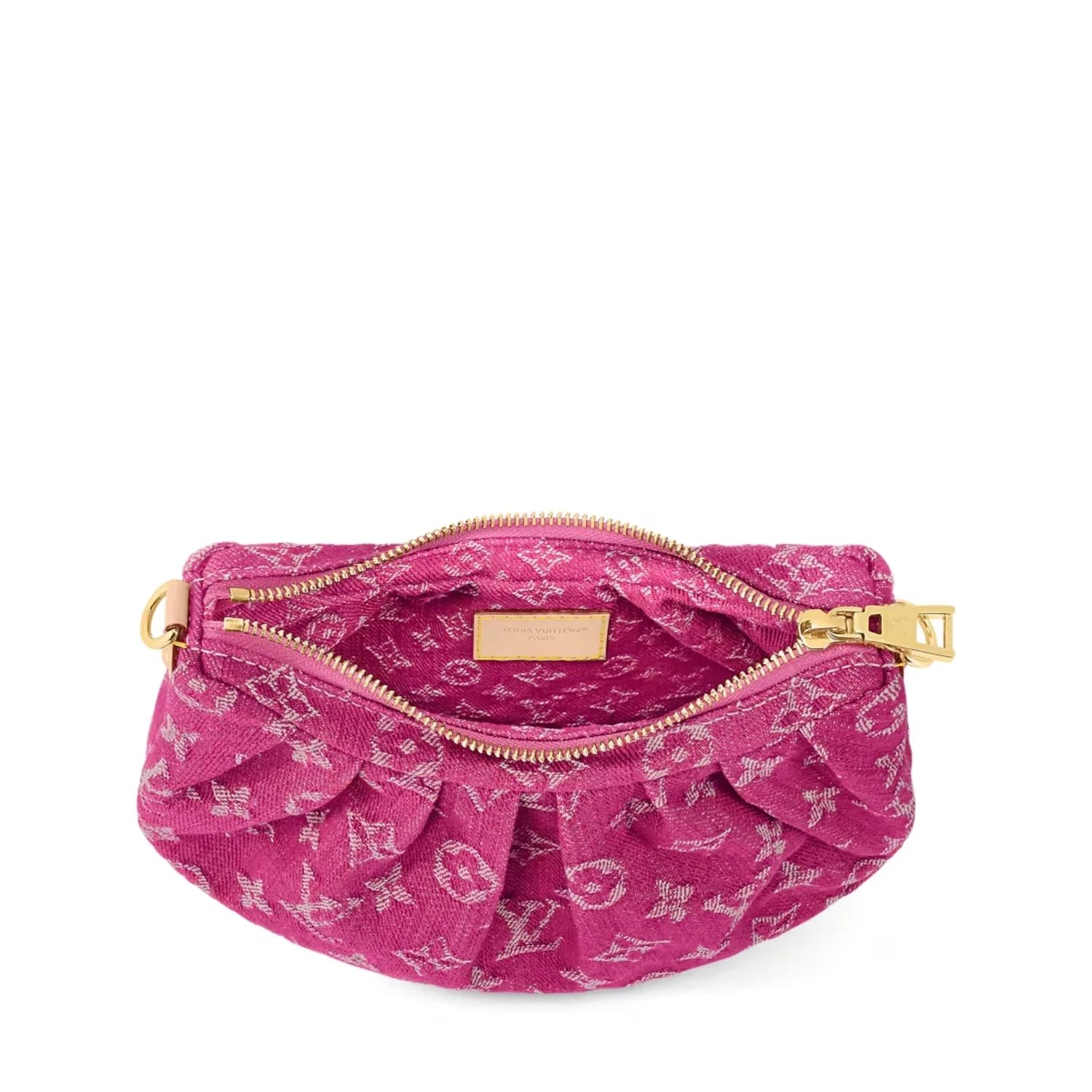 Louis Vuitton Pochette Valley Shoulder Bag / Fuchsia Denim Gold Hardware - Image 6