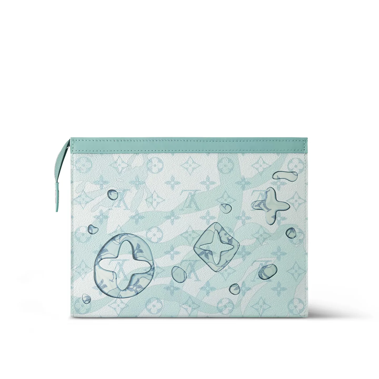 Louis Vuitton Pochette Voyage MM Pouch / Crystal Blue Monogram Aquagarden Canvas Silver Hardware - Image 4