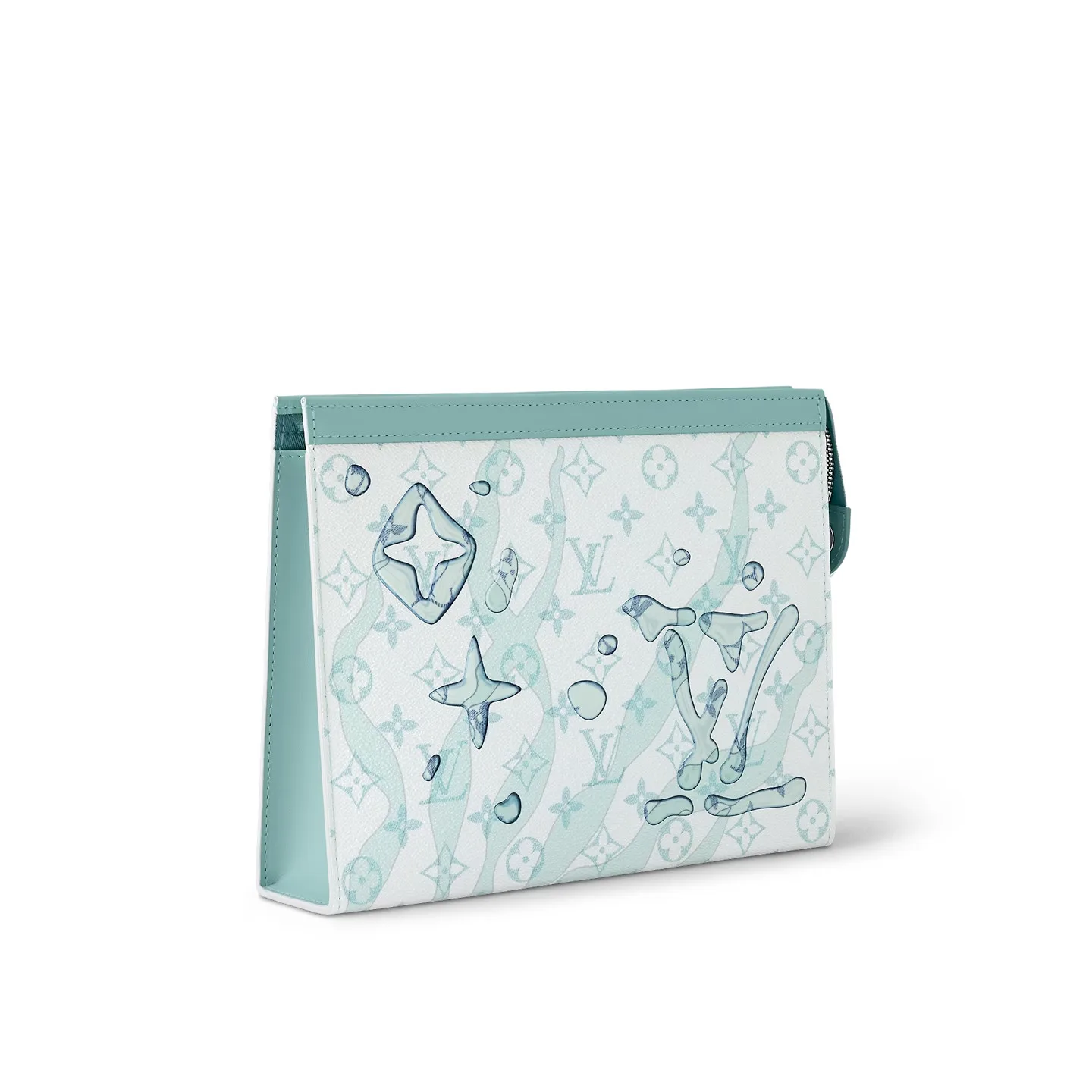 Louis Vuitton Pochette Voyage MM Pouch / Crystal Blue Monogram Aquagarden Canvas Silver Hardware - Image 3