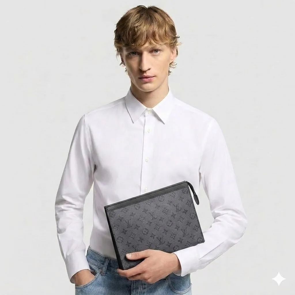 Alternative view of Louis Vuitton Pochette Voyage MM Pouch / White Monogram Eclipse Silver Hardware