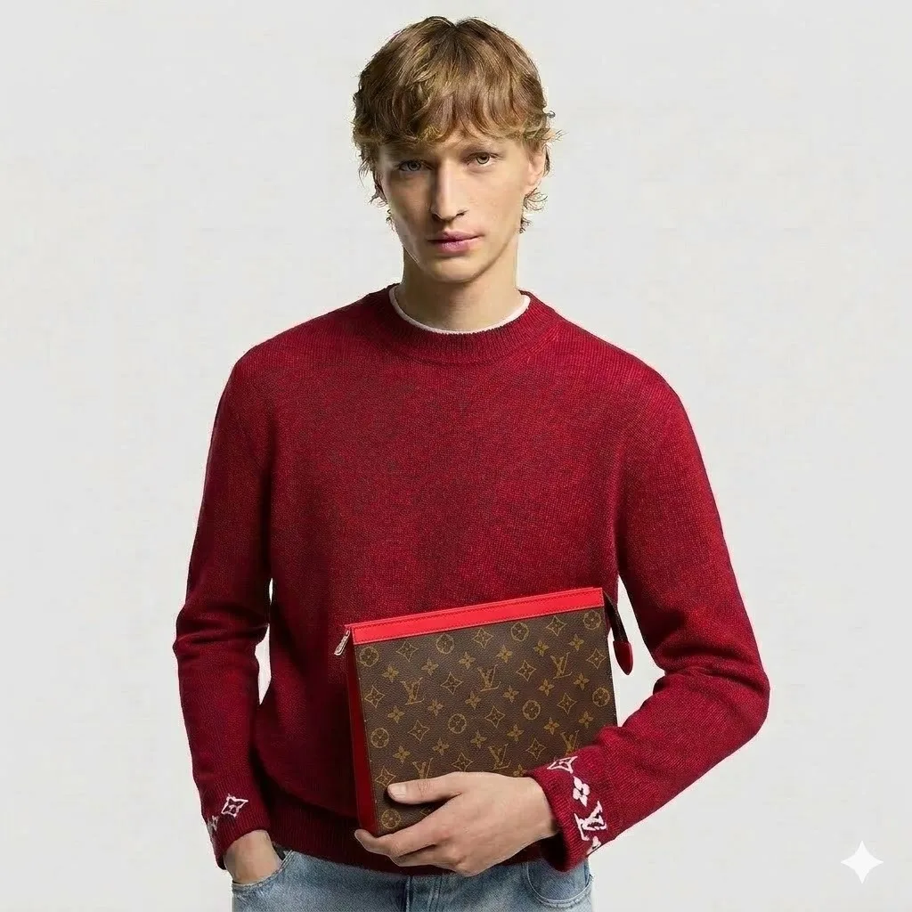 Louis Vuitton Pochette Voyage MM Pouch / Red Silver Hardware - Image 2