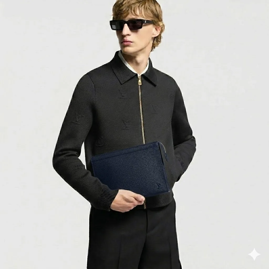 Louis Vuitton Pochette Voyage MM Pouch / Midnight Blue Silver Hardware - Image 2
