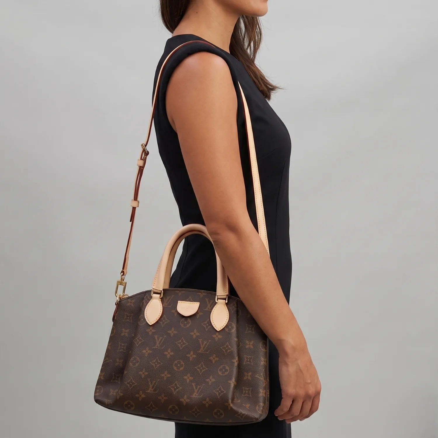 Alternative view of Louis Vuitton Rivoli PM Top Handle Bag / Brown Monogram Gold Hardware