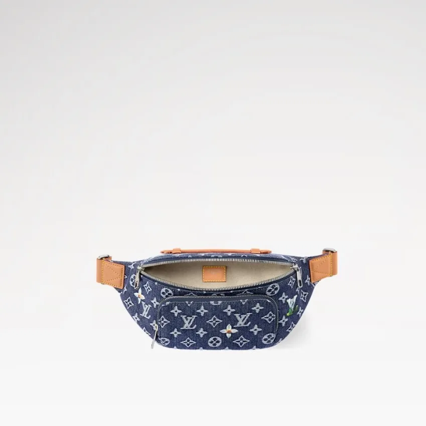 Louis Vuitton Rush Bumbag / Blue Monogram Flowers Denim Silver Hardware - Image 5