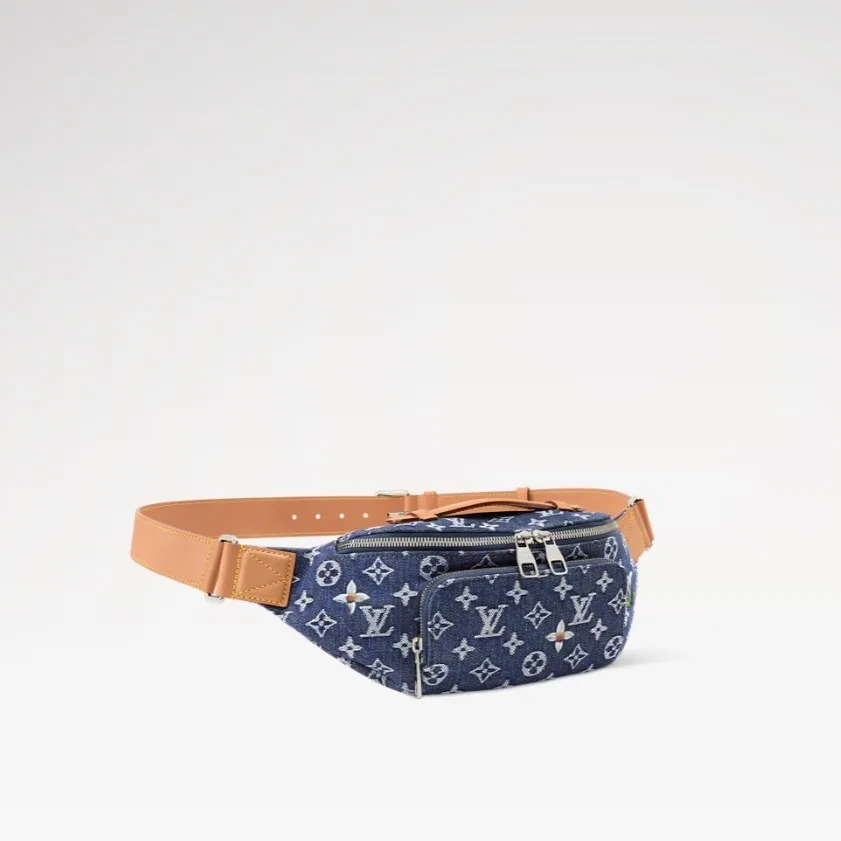 Louis Vuitton Rush Bumbag / Blue Monogram Flowers Denim Silver Hardware - Image 3