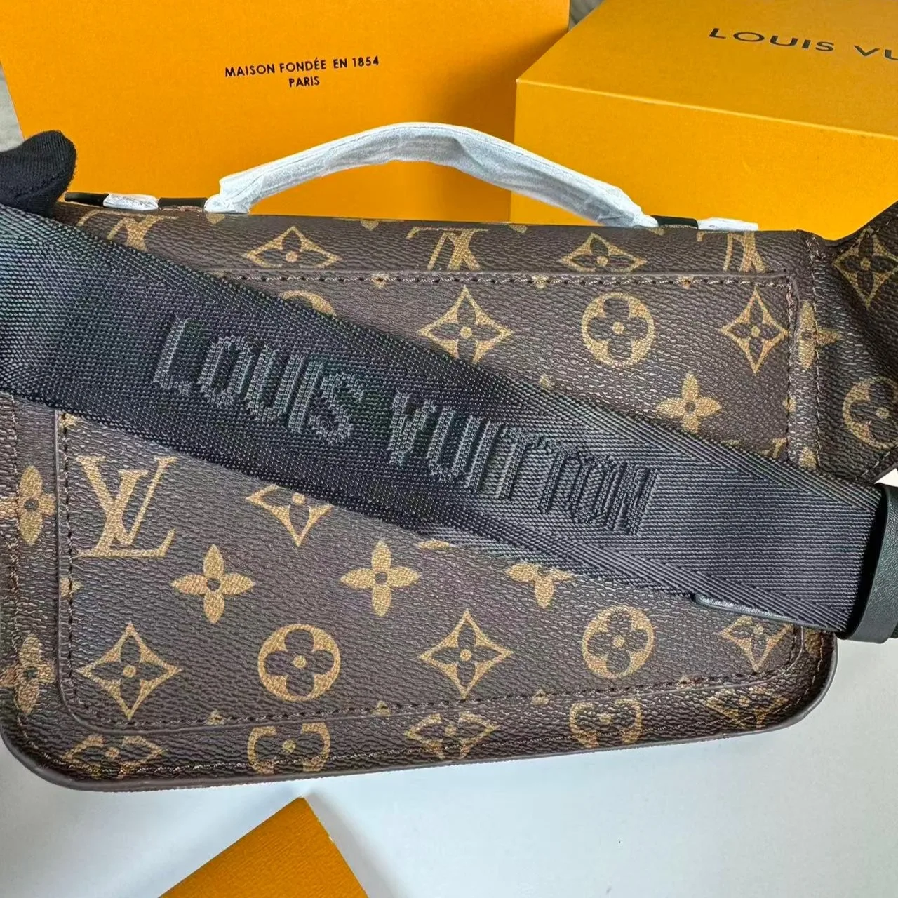 Louis Vuitton S-Lock Sling Monogram Macassar Black - Image 3