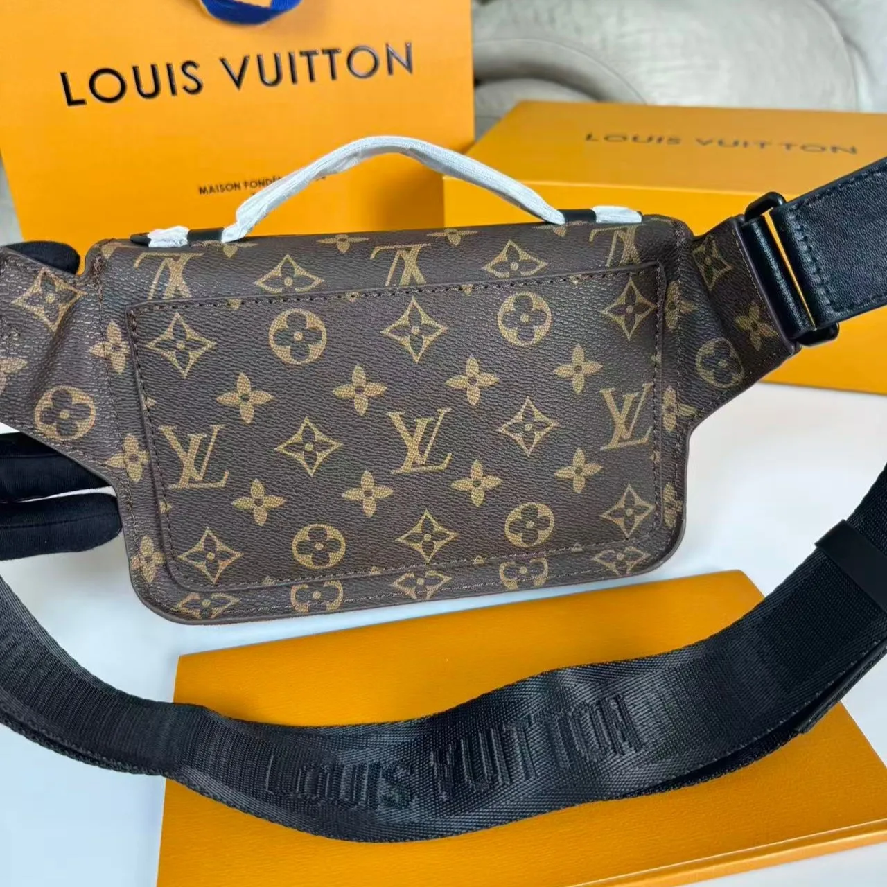 Louis Vuitton S-Lock Sling Monogram Macassar Black - Image 8
