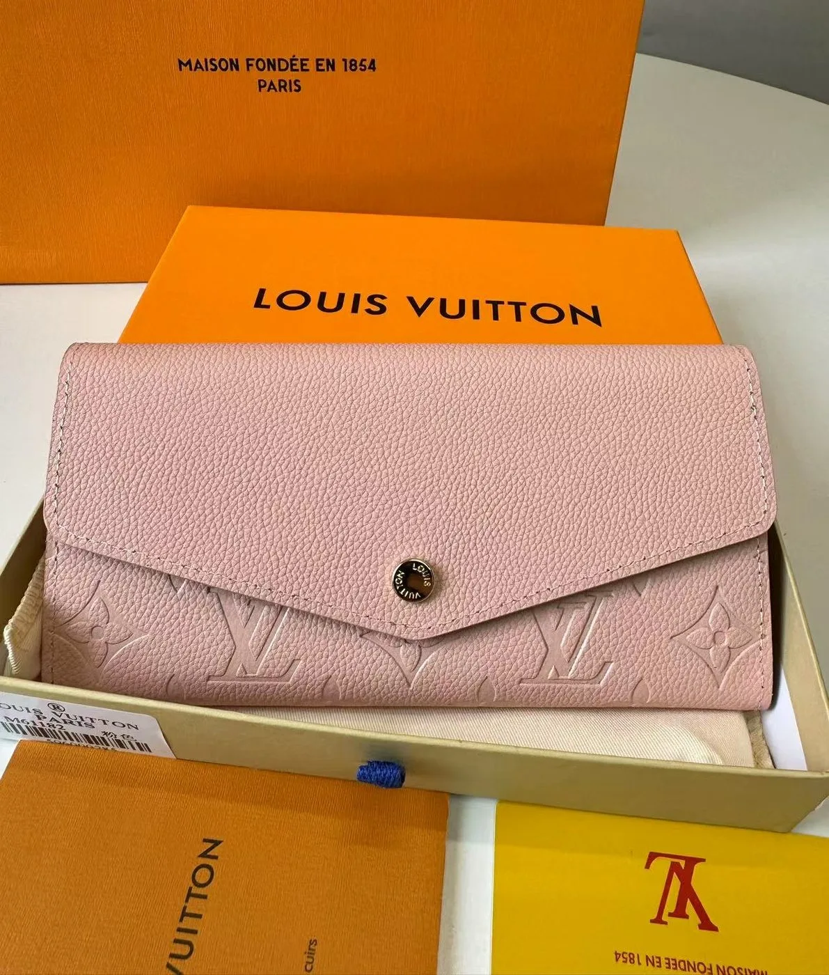 Louis Vuitton Sarah Wallet Combines Monogram Empreinte Rose Ballerine Pink - Image 4
