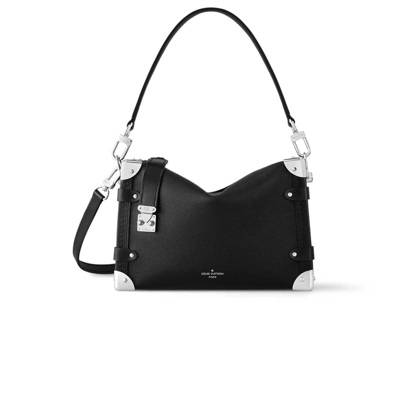 Louis Vuitton Side Trunk MM Shoulder Bag / Black Silver Hardware