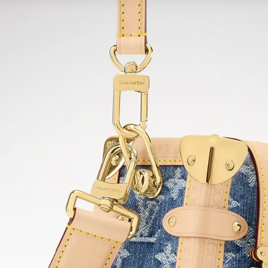 Louis Vuitton Side Trunk MM Shoulder Bag / Blue Denim Gold Hardware - Image 7