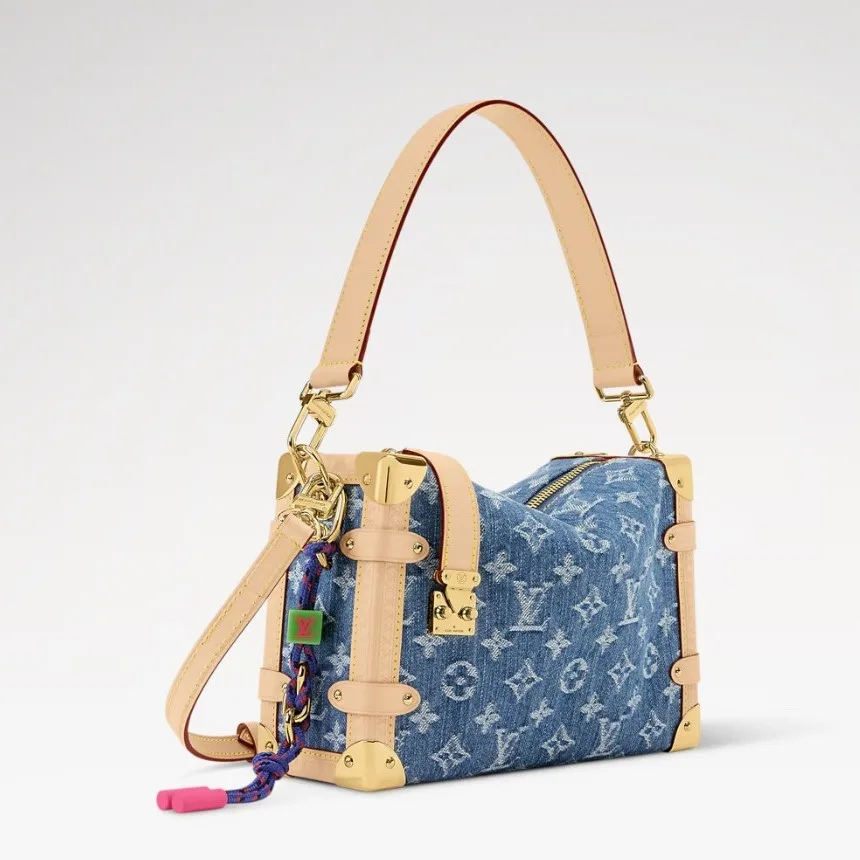Louis Vuitton Side Trunk MM Shoulder Bag / Blue Denim Gold Hardware - Image 4