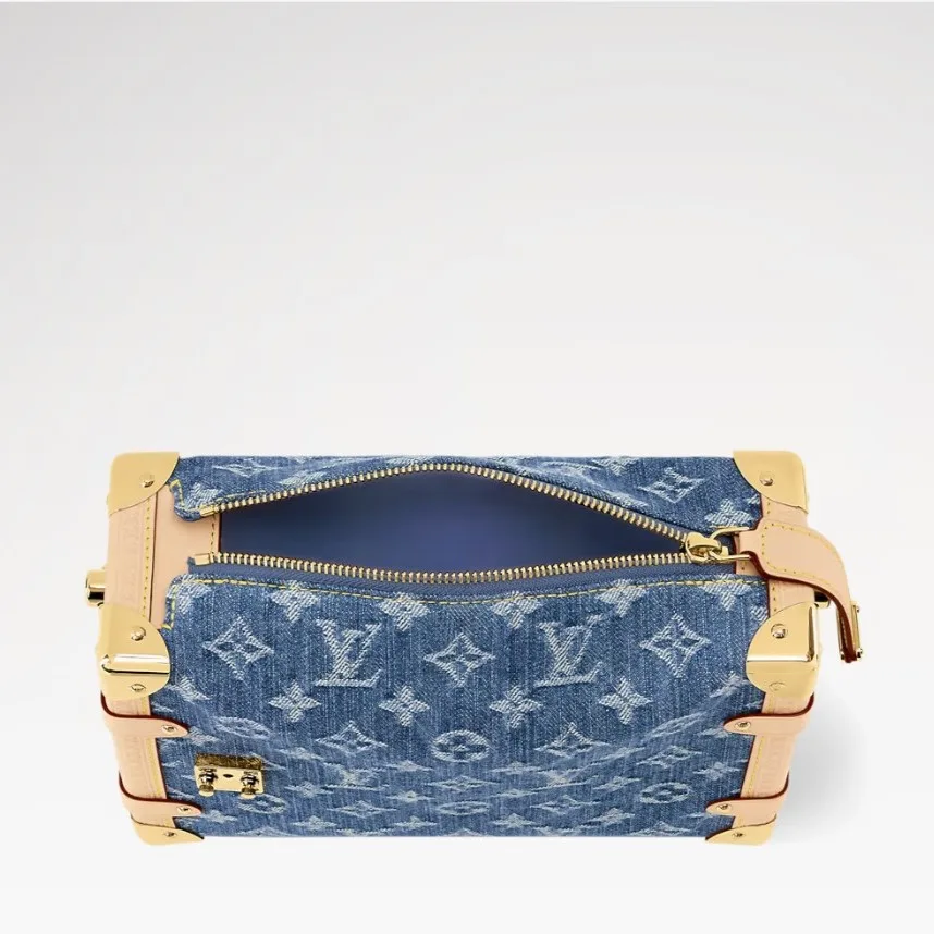 Louis Vuitton Side Trunk MM Shoulder Bag / Blue Denim Gold Hardware - Image 6