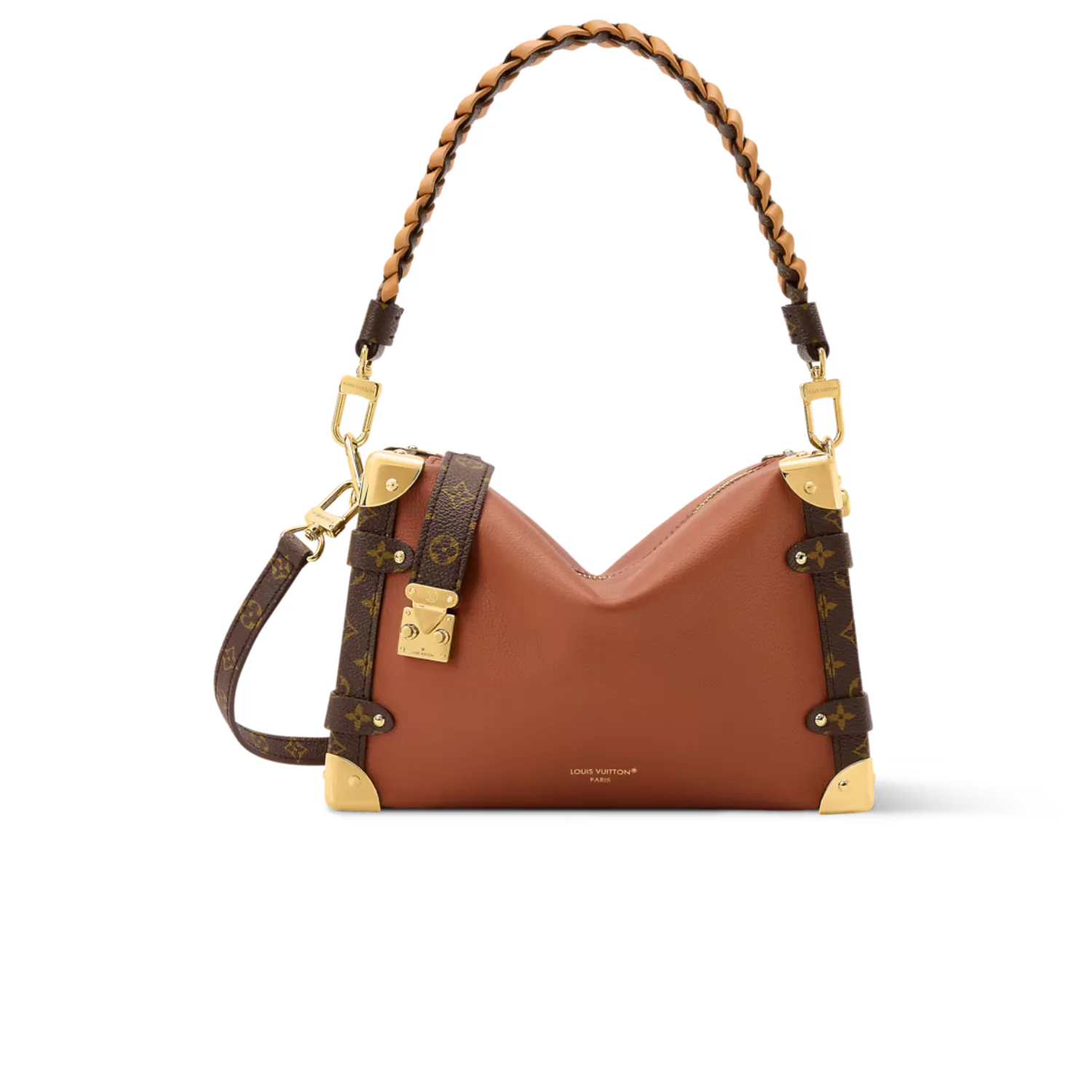Louis Vuitton Side Trunk MM Shoulder Bag / Cognac Gold Hardware