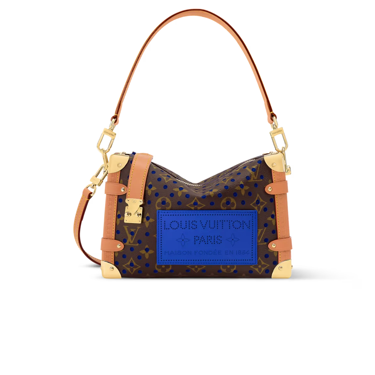 Louis Vuitton Side Trunk MM Shoulder Bag / Neon Wave Blue Gold Hardware