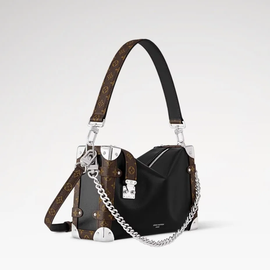 Louis Vuitton Side Trunk Vibe MM Shoulder Bag / Black Silver Hardware - Image 3