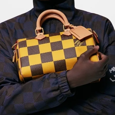 Louis Vuitton Speedy 25 Bandouliere Top Handle Bag / Damier Pop Yellow Gold Hardware - Image 3
